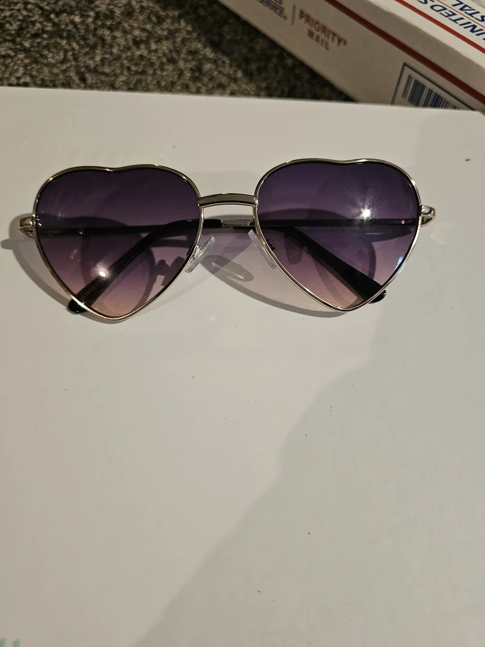 Heart-Shaped Purple Gradient Sunglasses Metal Frame- Women Accessories